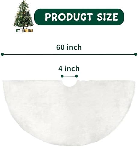 60 Inch Faux Fur Christmas Tree Skirt, Extra Large Fluffy Xmas Tree Skirt for 6 to 9 FT Christmas Trees, Thicker Plush Christmas Decorations - Image 2