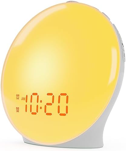 JALL Full-Screen Wake Up Light Sunrise Alarm Clocks for Bedrooms, White Noise Machine for Heavy Sleepers, 25 Natural Sounds, Dual Alarms, FM Radio, 17 Dimmable Colors, Bluetooth Speaker by JALL