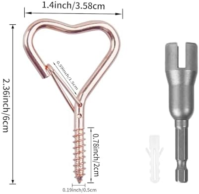 25 Pack Heart Shaped Screw Hooks for Hanging Plants, Ceiling Hooks - Image 2