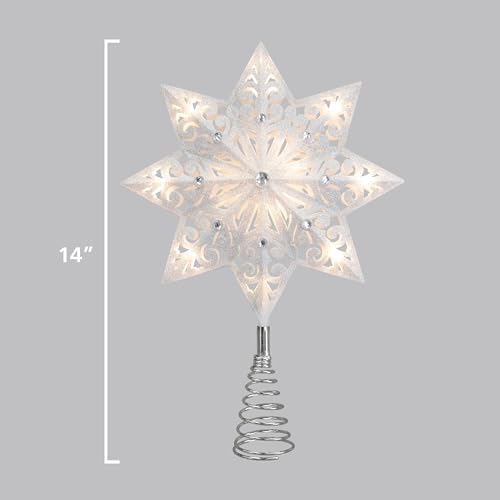 Philips 14" Silver Glitter Star Treetopper with Clear Gems - Warm White Twinkling Lights - Indoor Use - 16 Warm White Twinkle LEDs with 30" Lead-in - Image 2