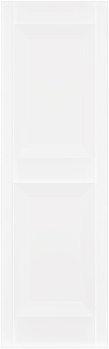 Ekena Millwork LP2S14X07500BW Lifetime Vinyl Standard Two Equal Panels with Raised Panel Shutters, 14 3/4" W x 75" H, Bright White, 1 Piece
