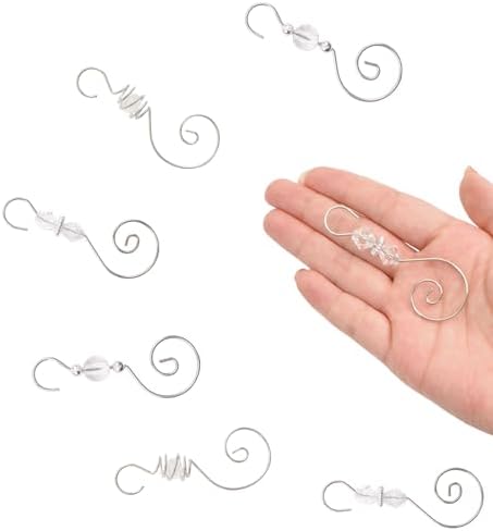 INCREWAY Ornament Hooks, 30 PCS 3 Style Silver S-Shaped Hangers Hook Swirl Christmas Tree Hanger Metal Hooks with Crystal Beaded - Image 4