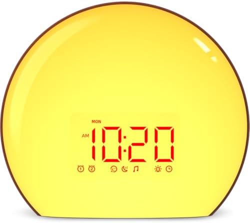 Magicteam Sunrise Alarm Clock Wake Up Clock Natural Sunset Simulation 21 Soothing Sounds Dual Alarm 6 Times Snooze 28 Ringtones Dimmable 12 Colors Night Light 10 Timer Options Adjustable Volume by Magicteam