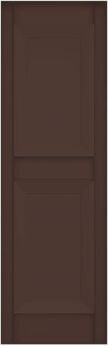 Ekena Millwork Lifetime Vinyl LP2S14X07500FB Standard Two Equal Panel Vinyls, Raised Panel Vinyl Shutters, w/Installation Shutter-Lok's & Matching Screws (Per Pair), 14.75"W x 75"H, Federal Brown
