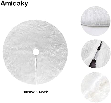 Christmas Tree Plush Skirt 36 inch Snow White Faux Fur Christmas Tree Skirt Ornaments Xmas Tree Skirts for Christmas Thanksgiving Holiday Decoration New Year Party Supply - Image 3