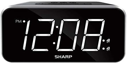 Sharp Digital Alarm Clock, 1.8" Jumbo White LED Display, Dual Alarm, Black - Image 5