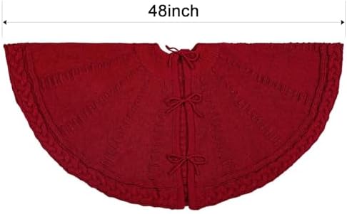 48 inch Christmas Tree Skirt: Braided Cable Knit Tree Skirt for 7.5ft Tree, Wine Red Tree Skirt, Vintage Tree Skirts, Rustic Farmhouse Christmas Decorations - Image 3
