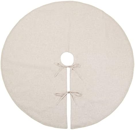 SARO LIFESTYLE Linen Christmas Tree Skirt – Toscana Collection – Natural with Gold Piping – Classic Holiday Farmhouse Décor, 72", Gold - Image 2