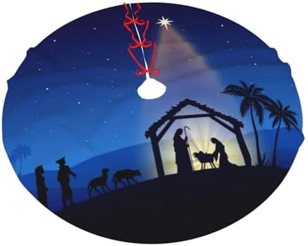 Holy Blue Star Christmas Nativity Scene Christmas Tree Skirt 36" for Xmas Halloween New Year Holiday Party Home Tree Mat Decor Ornaments Decoration - Image 7
