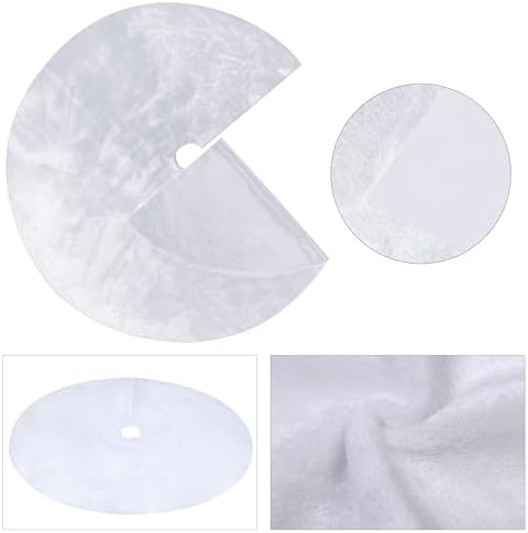 Christmas Tree Skirt 56 inch, White Plush Christmas Tree Skirt, for Family Christmas Decoration, Christmas Party Decoration(White???Large) - Image 3