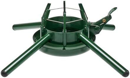 Krinner Christmas Tree Genie Steel - Green Tree Stand - Original Single Cable Operation, Holds up to 15 ft Live Trees - Foot Pedal Setup & Water Reservoir - 4 Stabilizing Feet, German Made by Krinner