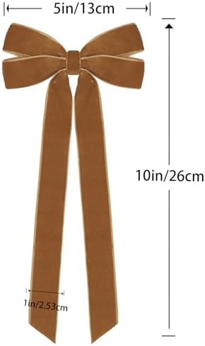 Hongsome 12Pcs Vintage Velvet Ribbon Bows Christmas Tree Decorations,5in x 10in Brown Xmas Ornaments for Tree Home Party Front Door Wreath Holiday Decor - Image 2