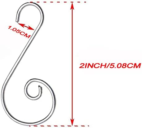Mini Skater 30PCS Small Christmas Ornament Hooks 2 Inch Length Metal Hanger Hook Xmas Decoration S Hook for Christmas Tree Decorating (Silver) - Image 2