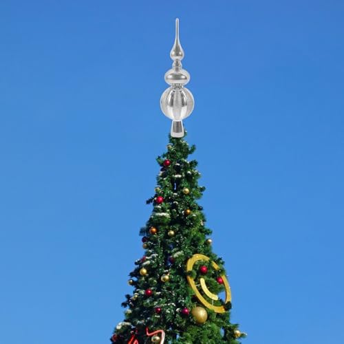 BESPORTBLE Vintage Christmas Tree Topper - 9 Inch Plastic Finial, Hand-Painted Glitter Treetop Decoration for Xmas Holiday & New Year, Shiny Tree Toppers - Image 2