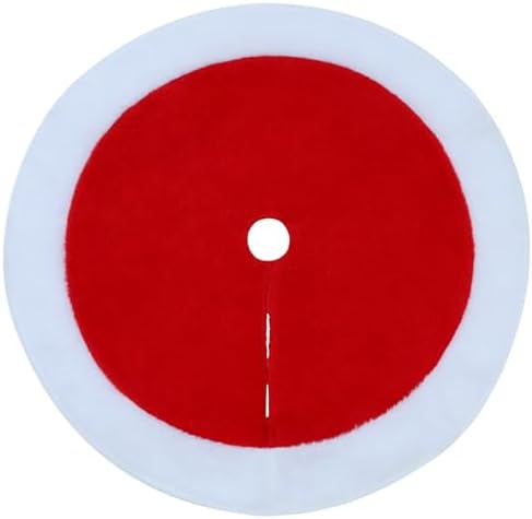 48" Red Plush Christmas Tree Skirt with White Border - Image 5