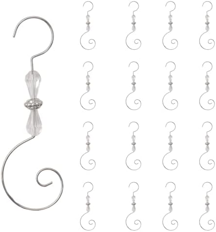 INCREWAY 30pcs Christmas Ornament Hooks, Christmas Decoration Hooks, S-Shaped Hangers, Ornament Metal Hooks with Crystal, Silver by ForHome
