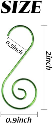 TIHOOD 200PCS 2inch Ornament Hooks, Christmas Ornament Hangers, Christmas Tree Hanger Baubles Ball Metal Hooks Xmas Decoration S Hooks (Green) - Image 2