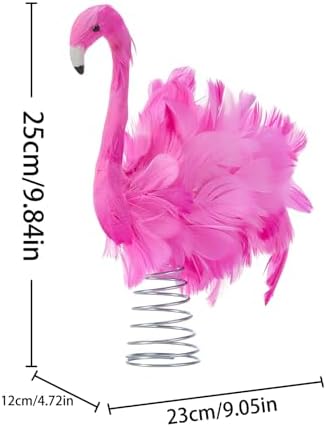 Pink Flamingo Christmas Tree Topper, Flamingo Tree Toppers with Fluffy Artificial Feathers, Christmas Home Holiday Ornament (Pink, 9.8" * 9.1" * 5") - Image 5