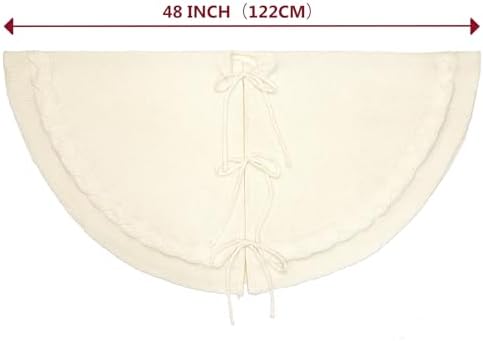 48 inches White Knitted Christmas Tree Skirt - Image 6