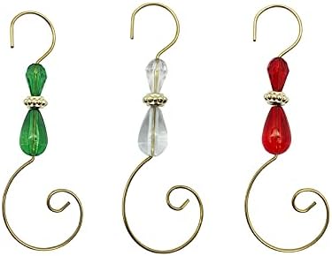 YUECHENG Christmas Ornament Hook Acrylic Wire for Tree Hanger, Home Decor(Gold Hook, Clear-12 Pieces,Red-12 Pieces,Green-12 Pieces) Gold-L 36 by Unknown