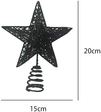 Christmas Tree Star Topper, Xmas Tree Topper Glittered 5 Point Star Treetop for Christmas Tree Ornament (Black) - Image 2