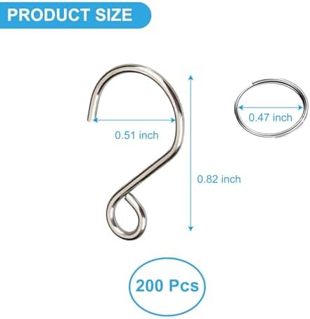 200Pcs Stainless Steel S Hooks for Chandelier Crystals Mini Silver Split Rings and Crystal Connectors Tiny Hanging Hooks for Ornaments and Decorative Hangers - Image 2