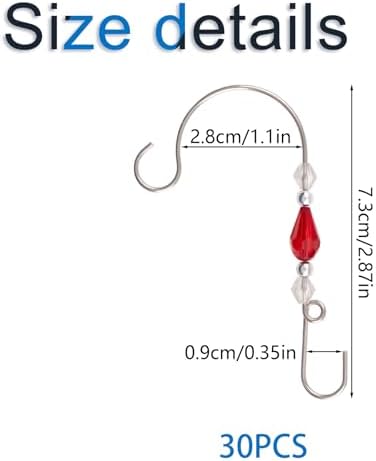 INCREWAY 30 Pcs Ornament Hooks with Beads Christmas Decorations Metal Hooks Wire Spiral Shaped for Christmas Tree Ornament Hanger - Image 2