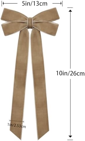 12Pcs Neutral Velvet Ribbon Bows Christmas Tree Decorations,5in x 10in Vintage Xmas Ornaments for Tree Home Party Front Door Wreath Garland Holiday Decor - Image 2