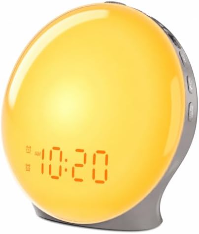 JALL Full-Screen Wake Up Light Sunrise Alarm Clocks for Bedrooms, White Noise Machine for Heavy Sleepers, 25 Natural Sounds, Dual Alarms, FM Radio, 17 Dimmable Colors, Bluetooth Speaker, Metallic Gray by JALL
