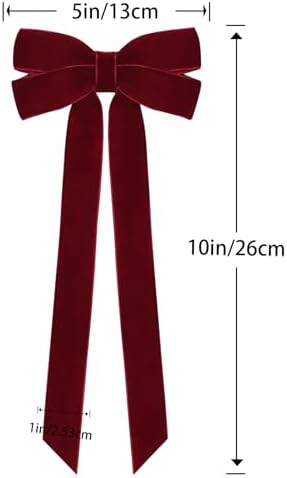 12Pcs Burgundy Velvet Ribbon Bows Christmas Tree Decorations,5in x 10in Xmas Ornaments for Tree Home Party Front Door Wreath Garland Holiday Decor - Image 2