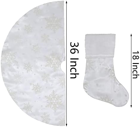 Flash World 36 Inch Large Christmas Tree Skirt Xmas Soft Cover Mat Decor Snowflake Collar Farmhouse Tree Skirt for Holiday Ornaments Party Home Indoor Decorations (Flocking White, 36INCH) - Image 3
