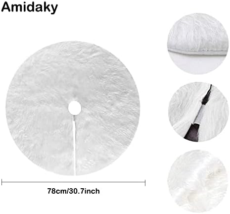 Christmas Tree Plush Skirt 30 inch Snow White Faux Fur Christmas Tree Skirt Ornaments Xmas Tree Skirts for Christmas Thanksgiving Holiday Decoration New Year Party Supply(78cm) - Image 3