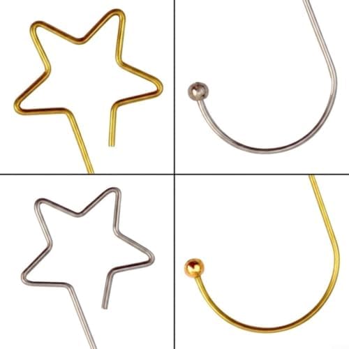 60 Pcs Star Ornament Hooks Gold Silver Christmas Tree - Image 4