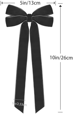 12Pcs Black Velvet Ribbon Bows Halloween Tree Decorations,5in x 10in Christmas Ornaments for Tree Home Party Front Door Wreath Holiday Decor - Image 2