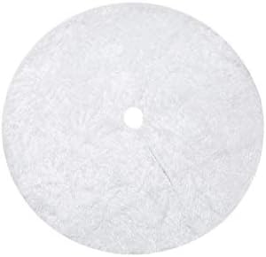 Sattiyrch Faux Fur Christmas Tree Skirt,White Xmas Decorations for 5ft Christmas Tree (White, 30in) - Image 3