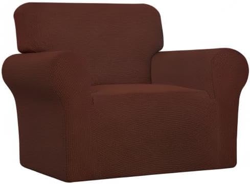 Easy-Going Stretch Oversized Chair Sofa Slipcover 1-Piece Couch Sofa Cover Furniture Protector Soft with Elastic Bottom for Kids Spandex Jacquard Fabric Small Checks Coffee