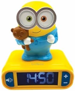 LEXiBOOK - Minions - Bob Digital Alarm Clock with Night Light - Snooze Function - Minions Sound Effects - for Children/Kids - Luminous Clock with Bob, Yellow/Blue - RL800DES - Image 2