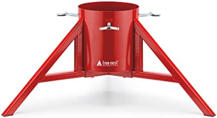 Tree Nest Christmas Tree Stand Base Tree Holder Modern Design for 8.5ft Real Trees Steel Stable for Xmas Tree Decoration Geometric (Medium, Red) by TreeNest