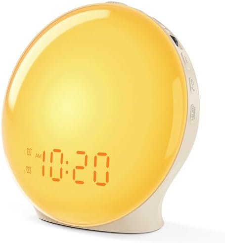 JALL Full-Screen Wake Up Light Sunrise Alarm Clocks for Bedrooms, White Noise Machine for Heavy Sleepers, 25 Natural Sounds, Dual Alarms, FM Radio, 17 Dimmable Colors, Bluetooth Speaker by JALL