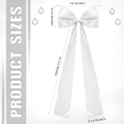 Daifunli 20 x 47 Inches Giant Satin Bow Christmas Tree Topper,White - Image 2