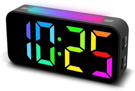 Topski Loud Alarm Clocks for Bedrooms Heavy Sleepers, Digital Bedside Clock | Plug-in, RGB Night Light, Large Display, Dual Alarm, Snooze, Dimmable, 3 Volumes by Topski