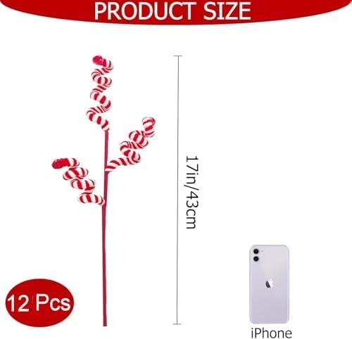 12 Pcs Candy Cane Christmas Decorations, 17 Inch Large Ornaments for Tree Picks, Tree Decorations, Red and White Ornaments, Big Tree Topper Filler - Image 2