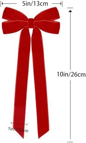 12Pcs Red Velvet Ribbon Bows Christmas Tree Decorations,5in x 10in Xmas Ornaments for Tree Home Party Front Door Wreath Holiday Decor - Image 2
