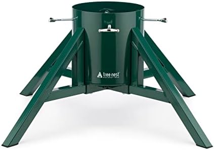 Tree Nest Christmas Tree Stand Base Tree Holder Modern Design for 10ft Real Tree Steel Stable for Xmas Tree Decoration Geometric (Large,Green) by TreeNest
