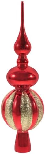 BESPORTBLE Red Plastic Gourd Christmas Tree Topper 9 Inch Finial Ornament for Holiday Party Decoration and Small Tree Treetop by BESPORTBLE