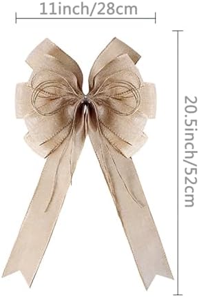 Burlap Wreaths Bows Large Jute Door Bows Christmas Tree Topper for Wedding Holiday Birthday Decoration - Image 2