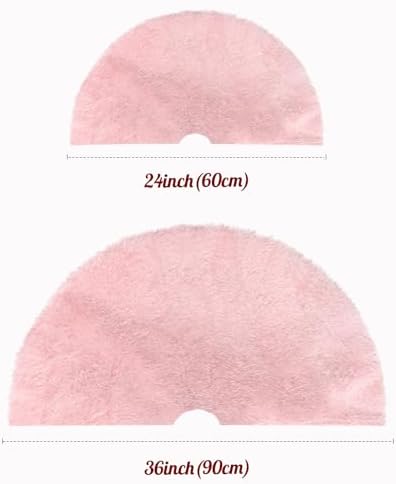 Christmas Tree Skirt 24 inch Pink Faux Fur Soft Fluffy Ornaments Xmas Tree Skirts for Xmas Tree Ornaments and Party Holiday Decorations - Image 4