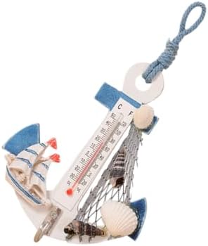 Coastal Decor Thermometer Hook Anchor Wall Decor Home Hanging Ornaments Nautical Style Mini Thermometer for Bedroom Style by IMIKEYA