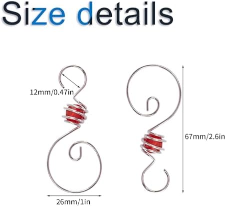 INCREWAY 30 Pcs Ornament Hooks with a Red Beads Christmas Decorations Metal Hooks Wire Spiral Shaped for Christmas Tree Ornament Hanger - Image 2