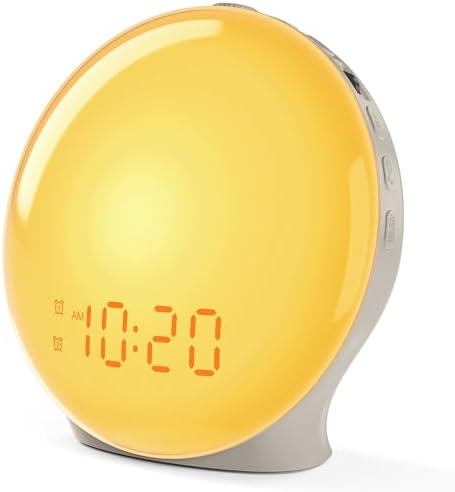 JALL Full-Screen Wake Up Light Sunrise Alarm Clocks for Bedrooms, White Noise Machine for Heavy Sleepers, 25 Natural Sounds, Dual Alarms, FM Radio, 17 Dimmable Colors, Bluetooth Speaker by JALL